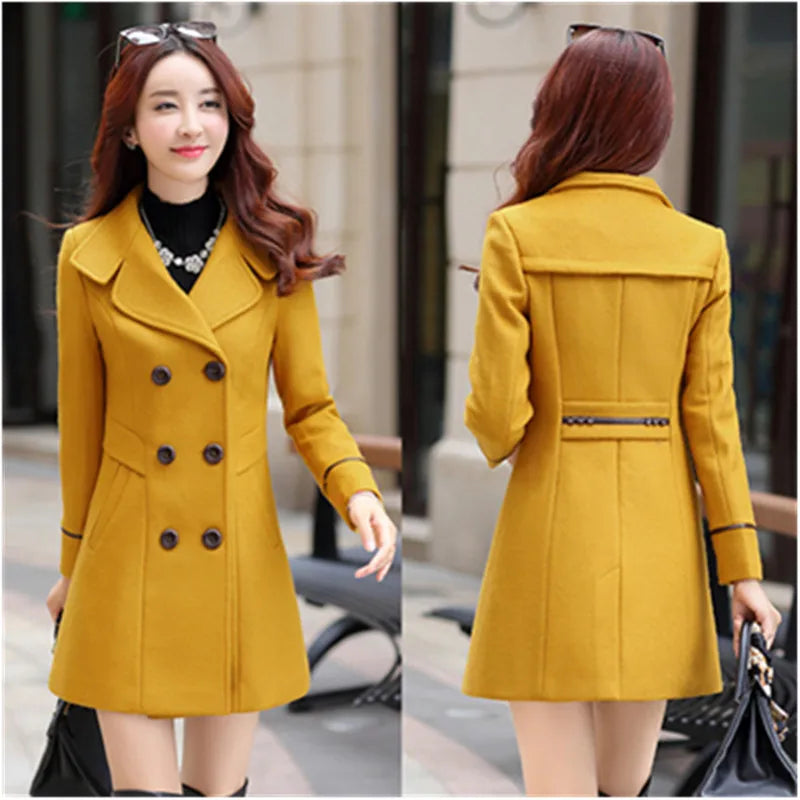 Coat Woman Autumn Winter 2023 Wool Coats for Women Overcoat Double-Breasted Woolen Jackets for Women Outerwear M-3XL 124