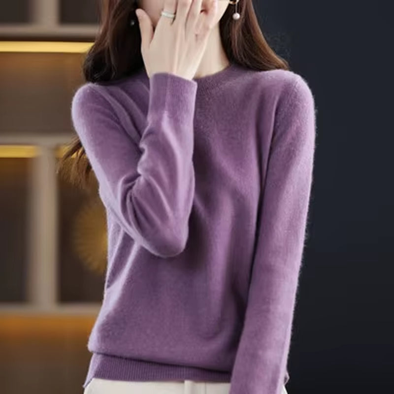 100% Wool Cashmere Sweater Women Loose Casual Knitted round Neck Pullover 2022 New High Quality Autumn and Winter Sweater