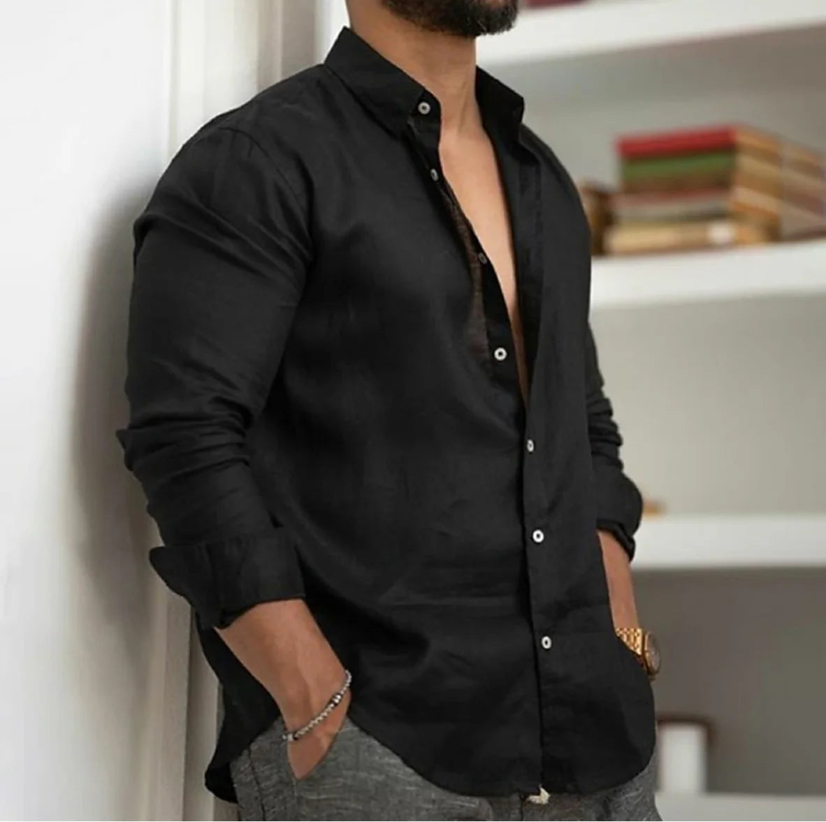 Men'S Cotton Linen Shirt Button up Summer Shirt Beach Shirt Long Sleeve Plain Lapel Spring & Summer Casual Daily Clothing