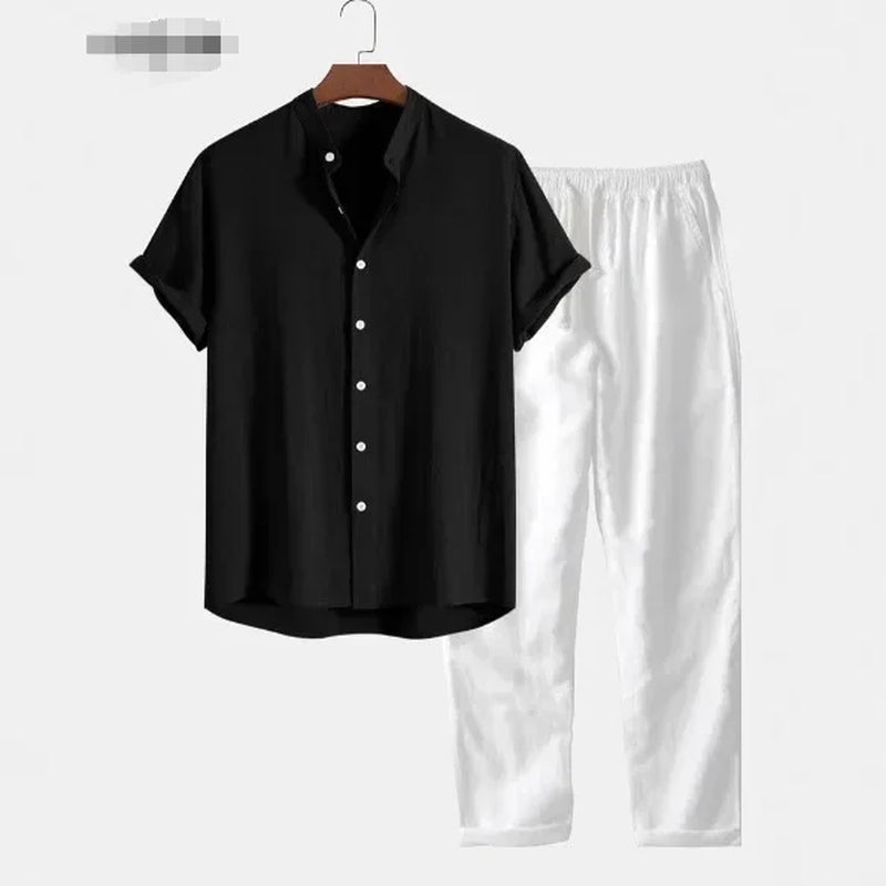 Fashionable Casual Versatile Men'S Stand Collar Cotton Linen Suit Classic Trendy Slimming Smooths Your Silhouette