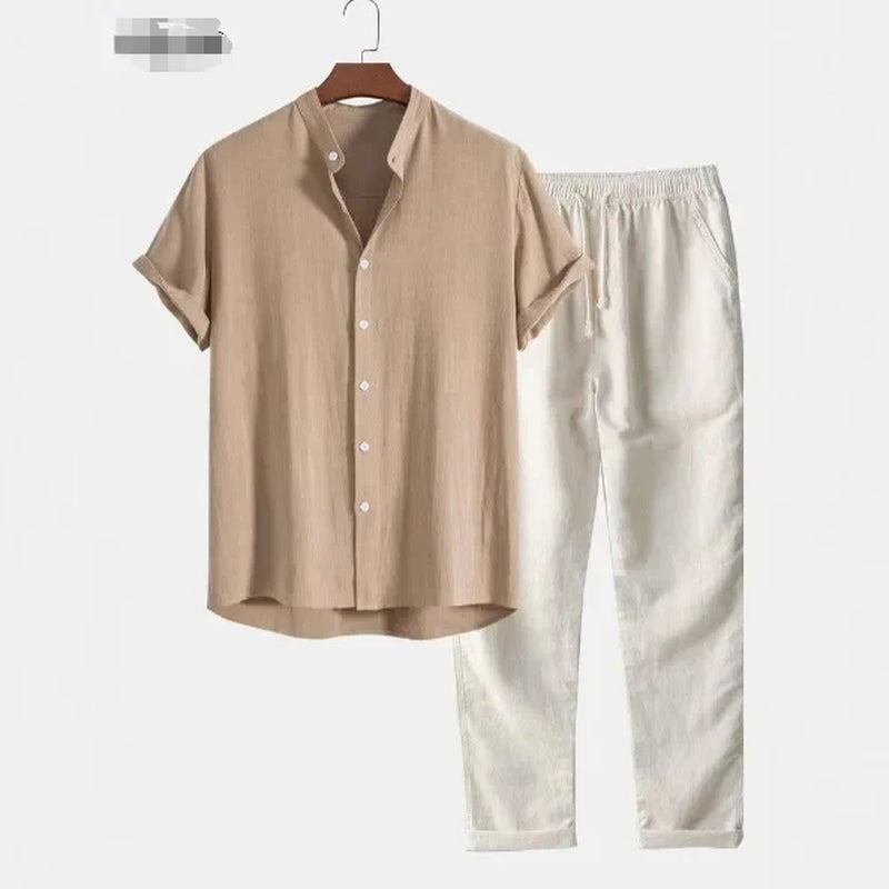 Fashionable Casual Versatile Men'S Stand Collar Cotton Linen Suit Classic Trendy Slimming Smooths Your Silhouette