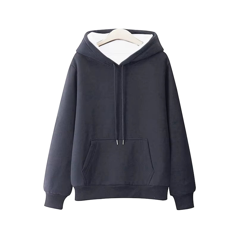 Women Fleece Pocket Hoodie Sweatshirts Autumn Winter Fashion Oversize Ladies Pullovers Thick Warm Pocket Hooded Jacket