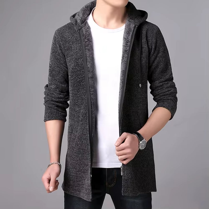 New Mens Sweater Autumn Winter Thick Warm Long Cardigan Men Hooded Sweater Coat Male Cardigan Sweater Jacket Casual Clothes