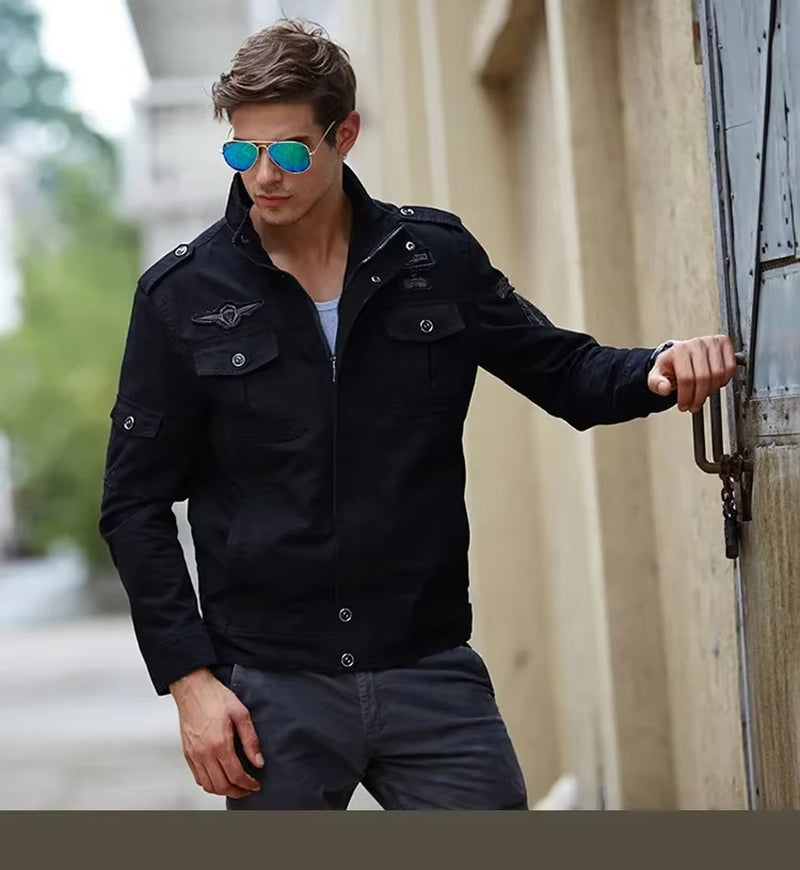 Men Casual Cargo Jackets Men Workjacket Windbreaker Jacket Coat Men Spring Autumn New Hot Outwear Slim Retro Jacket Mens