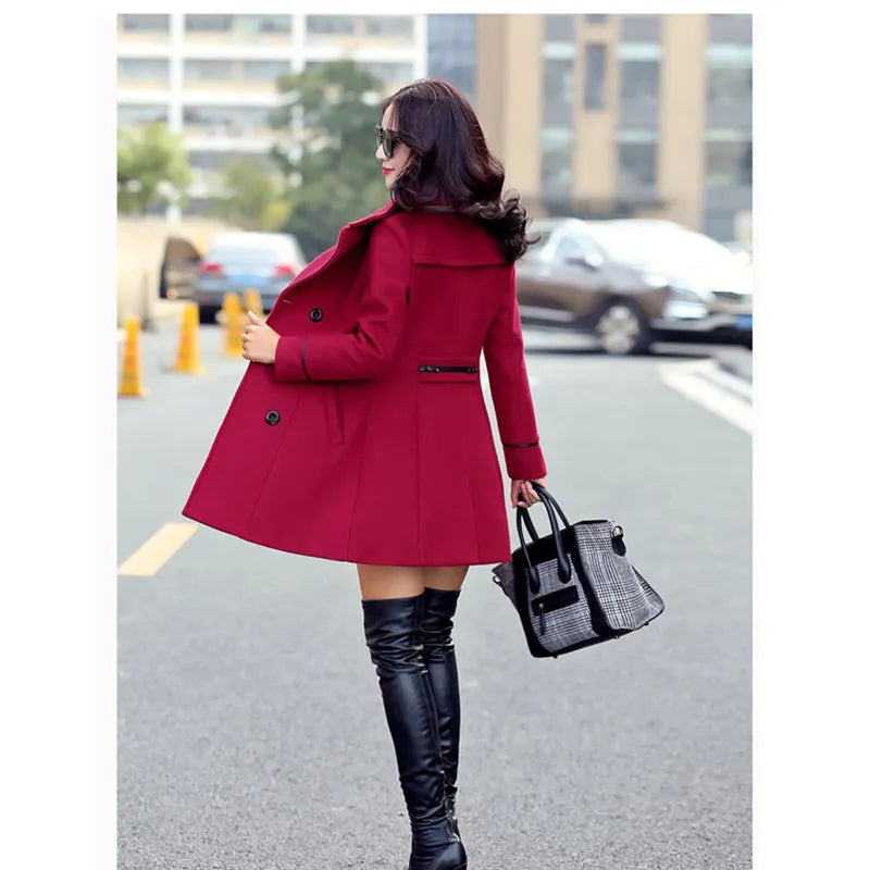 Coat Woman Autumn Winter 2023 Wool Coats for Women Overcoat Double-Breasted Woolen Jackets for Women Outerwear M-3XL 124