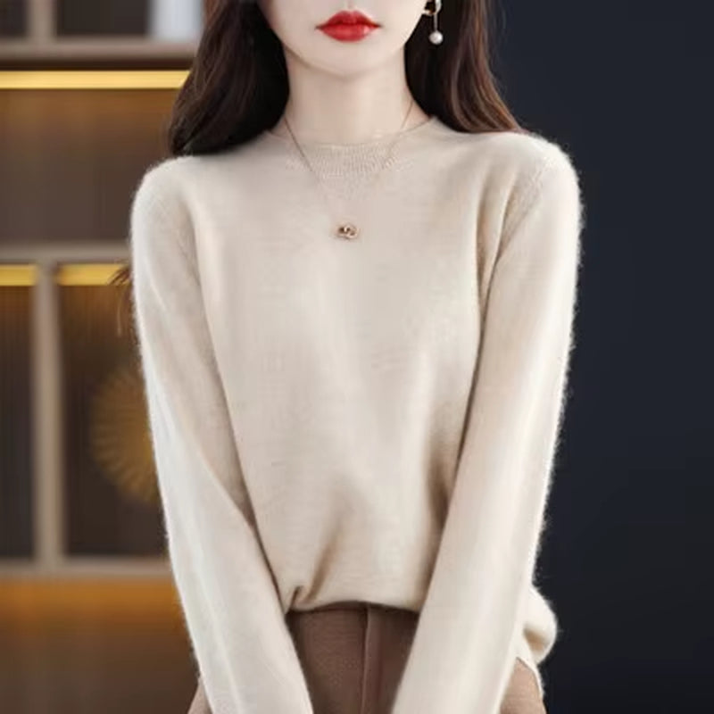 100% Wool Cashmere Sweater Women Loose Casual Knitted round Neck Pullover 2022 New High Quality Autumn and Winter Sweater
