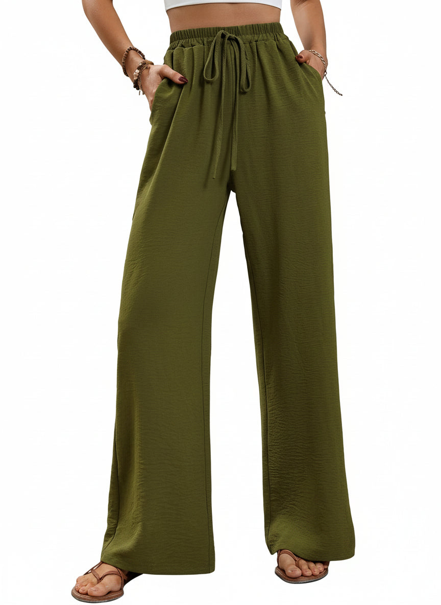 SHEIN LUNE Tie Waist Wide Leg Pants Fall Cloth for Women
