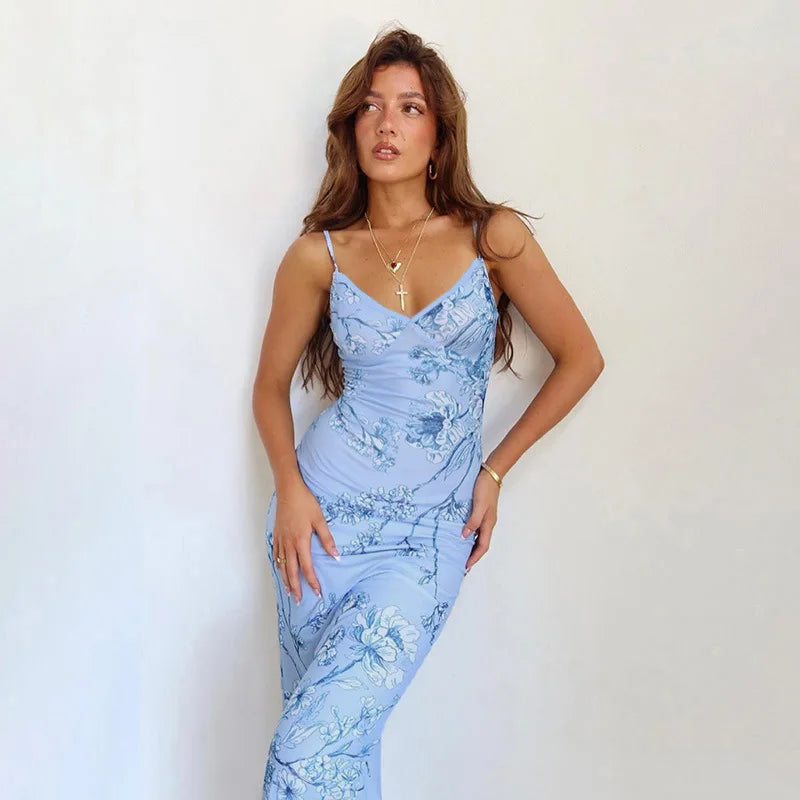 Maxi Jurk met Bloemenprint en Spaghettibandjes