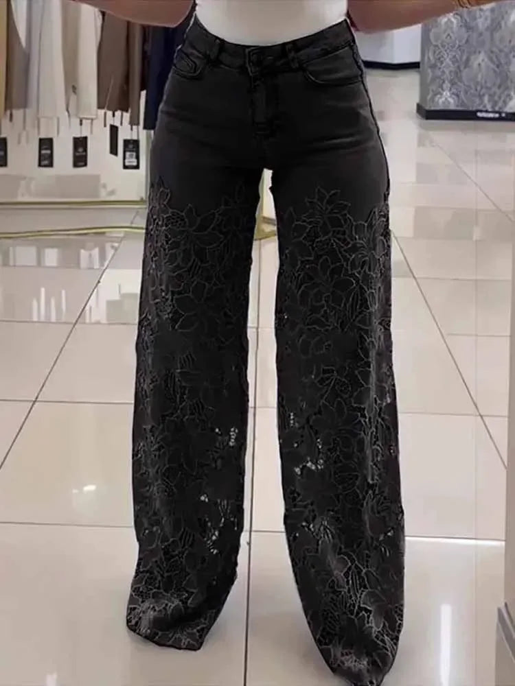 Lace Hollow-Out Jeans voor Dames