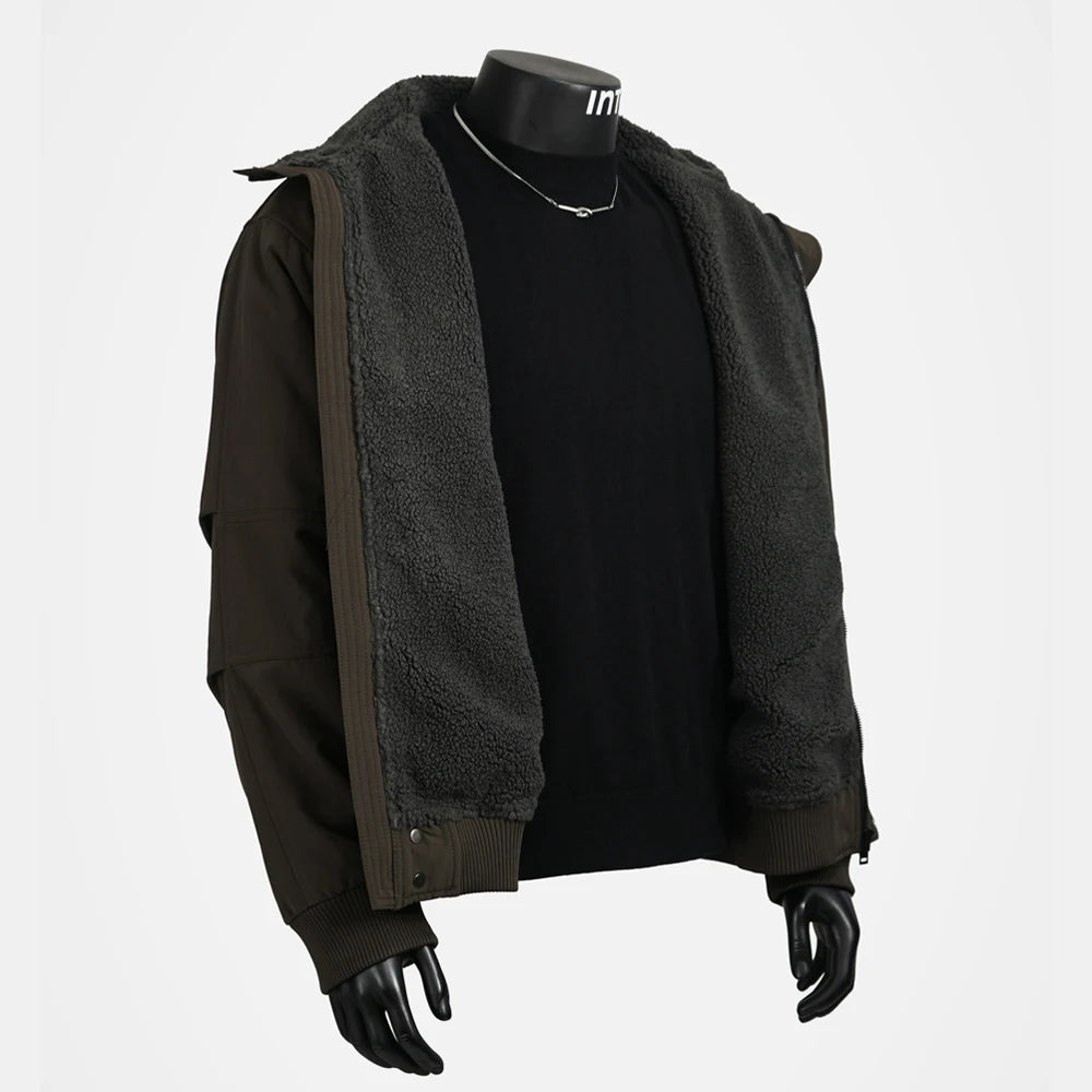 Winter Wool Liner Thick Windproof Cargo Jacket Men Streetwear Fashion Loose Casual Warm Bomber Jacket Cityboy Coat Outerwear