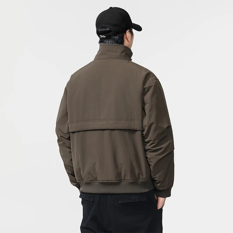 Winter Wool Liner Thick Windproof Cargo Jacket Men Streetwear Fashion Loose Casual Warm Bomber Jacket Cityboy Coat Outerwear