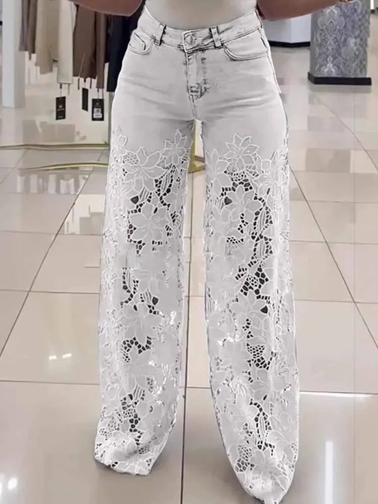 Lace Hollow-Out Jeans voor Dames