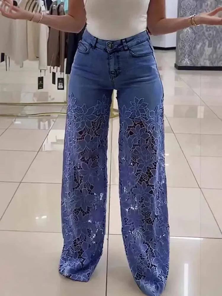 Lace Hollow-Out Jeans voor Dames