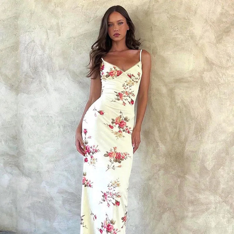 Maxi Jurk met Bloemenprint en Spaghettibandjes