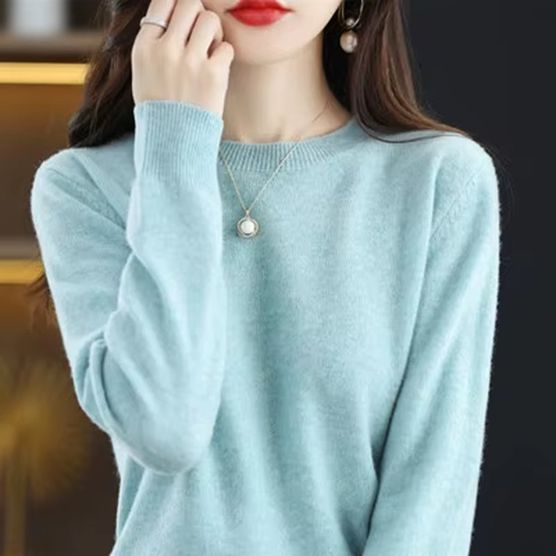 100% Wool Cashmere Sweater Women Loose Casual Knitted round Neck Pullover 2022 New High Quality Autumn and Winter Sweater
