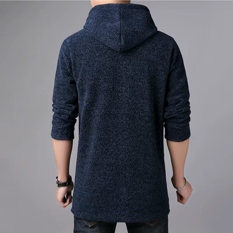 New Mens Sweater Autumn Winter Thick Warm Long Cardigan Men Hooded Sweater Coat Male Cardigan Sweater Jacket Casual Clothes