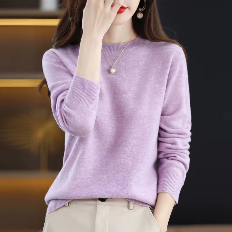 100% Wool Cashmere Sweater Women Loose Casual Knitted round Neck Pullover 2022 New High Quality Autumn and Winter Sweater