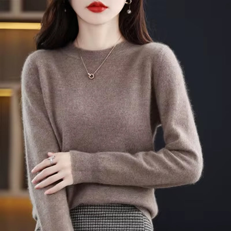 100% Wool Cashmere Sweater Women Loose Casual Knitted round Neck Pullover 2022 New High Quality Autumn and Winter Sweater