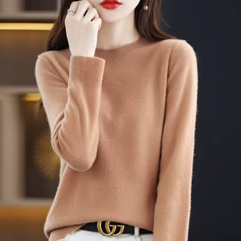 100% Wool Cashmere Sweater Women Loose Casual Knitted round Neck Pullover 2022 New High Quality Autumn and Winter Sweater