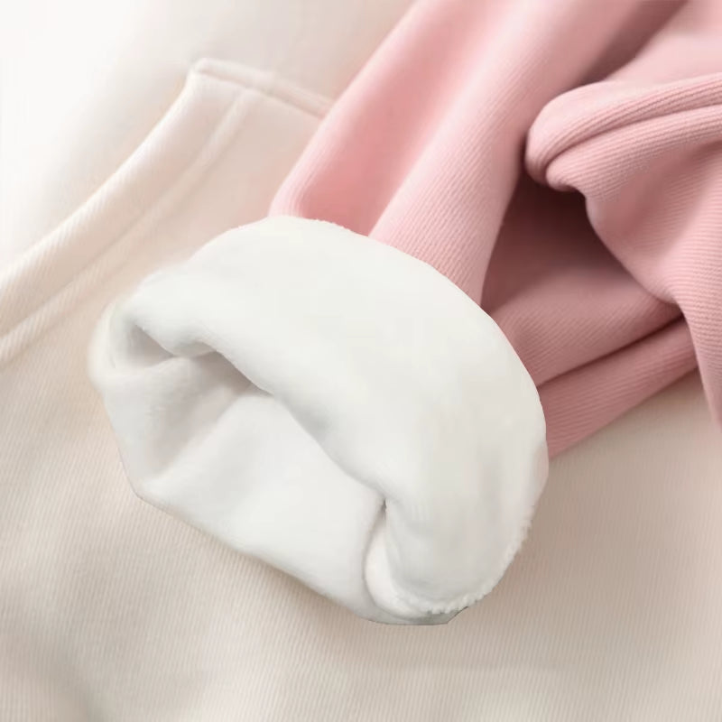 Women Fleece Pocket Hoodie Sweatshirts Autumn Winter Fashion Oversize Ladies Pullovers Thick Warm Pocket Hooded Jacket