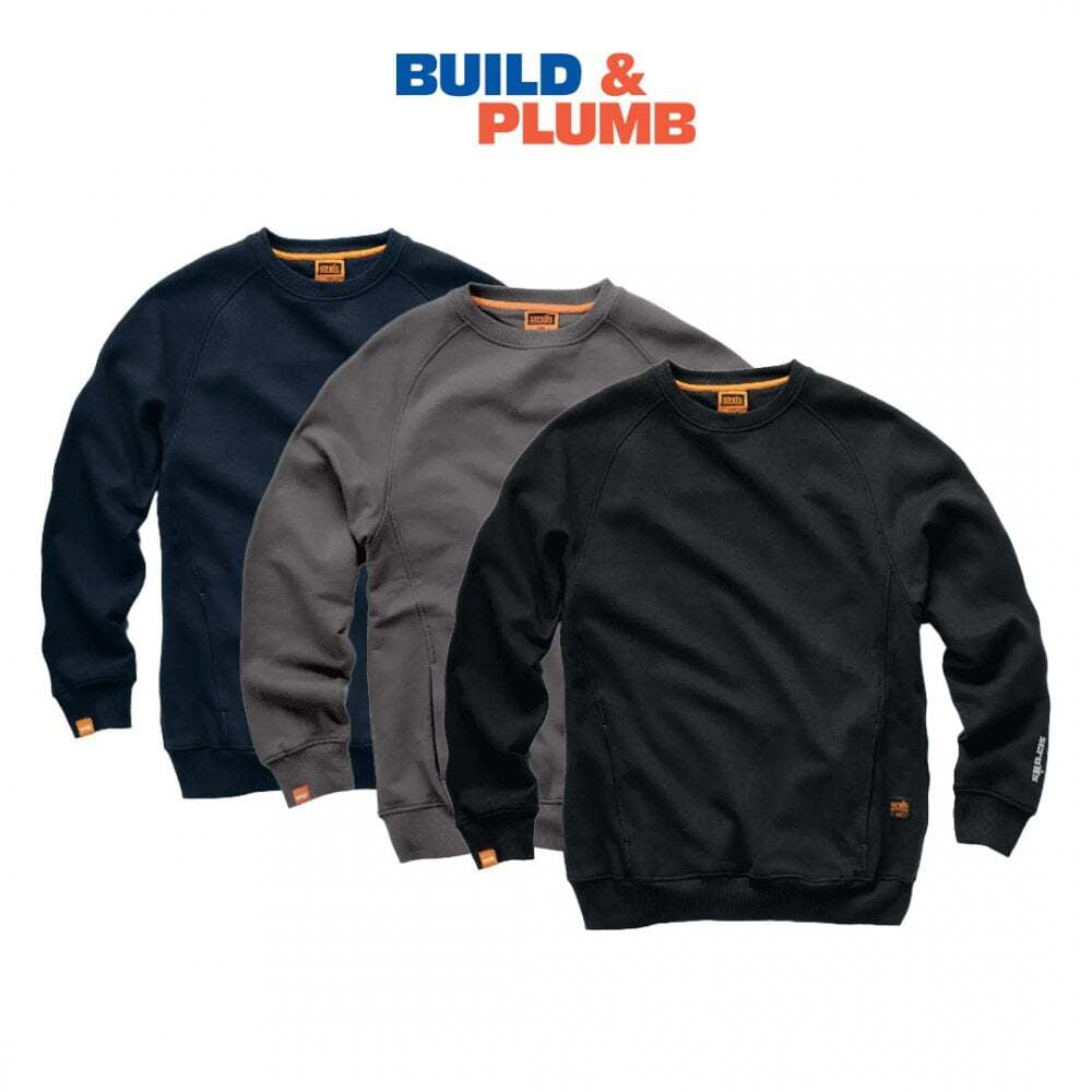 Scruffs Mens Trade Work Sweatshirt / Jumper - Pockets - S-XXL - Blue/Navy