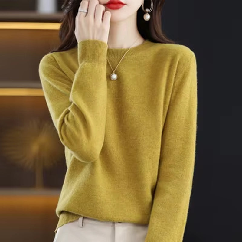 100% Wool Cashmere Sweater Women Loose Casual Knitted round Neck Pullover 2022 New High Quality Autumn and Winter Sweater