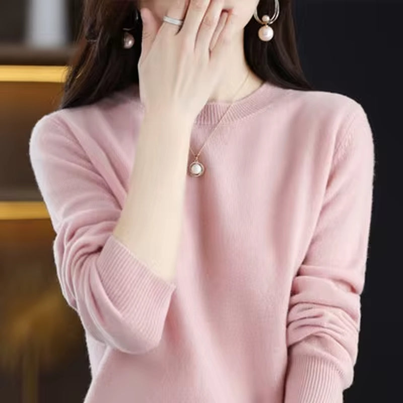 100% Wool Cashmere Sweater Women Loose Casual Knitted round Neck Pullover 2022 New High Quality Autumn and Winter Sweater