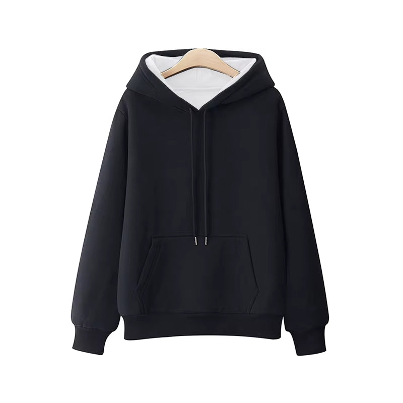 Women Fleece Pocket Hoodie Sweatshirts Autumn Winter Fashion Oversize Ladies Pullovers Thick Warm Pocket Hooded Jacket