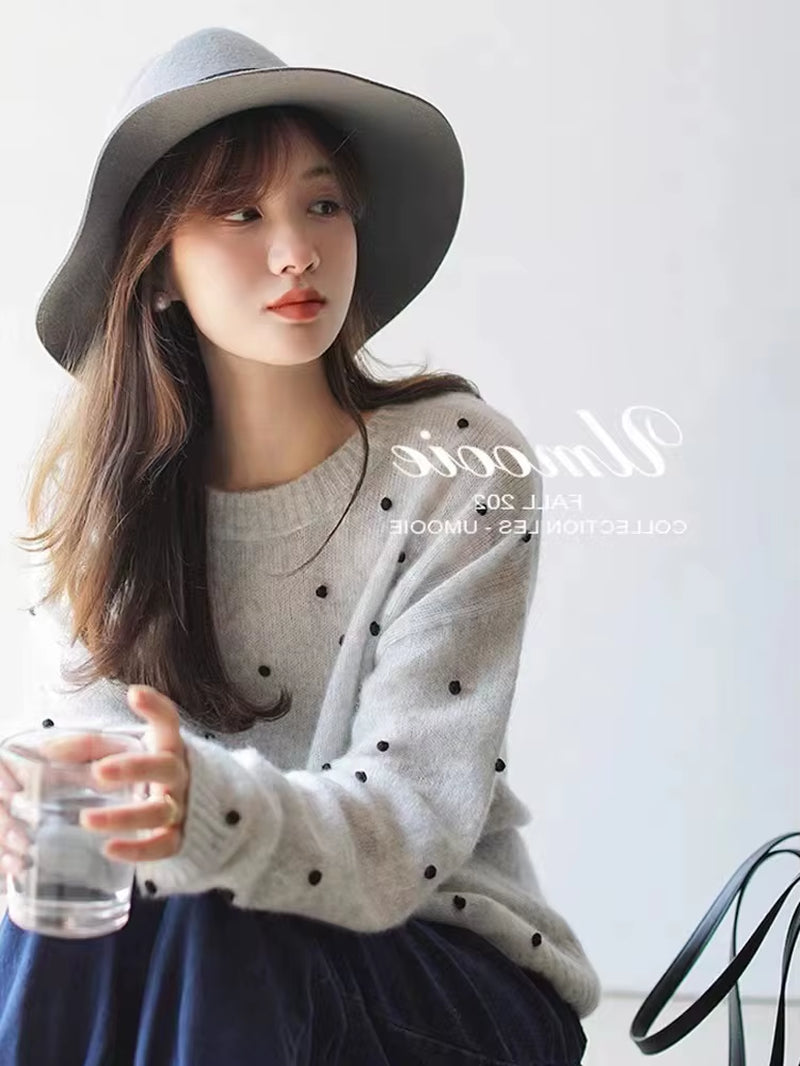 Autumn and Winter 2022 Women'S New Christmas Cashmere Casual Pullover O-Neck Loose Soft Hand Embroidered Cashmere Sweater Korean