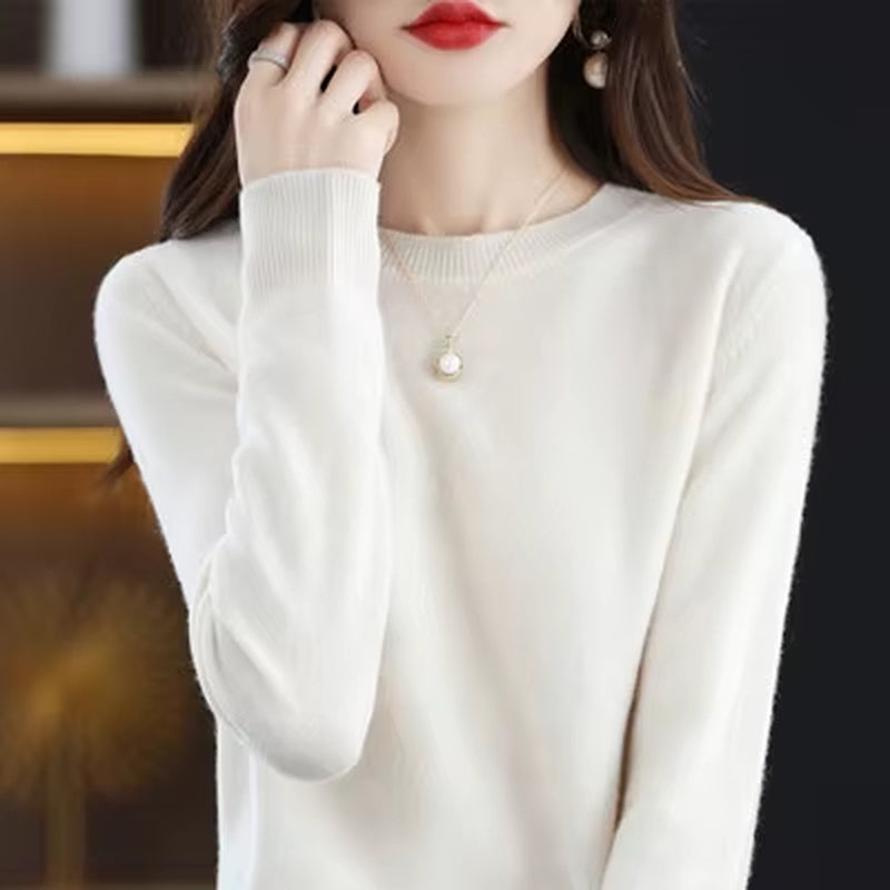 100% Wool Cashmere Sweater Women Loose Casual Knitted round Neck Pullover 2022 New High Quality Autumn and Winter Sweater