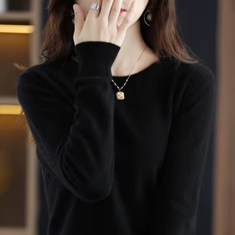 100% Wool Cashmere Sweater Women Loose Casual Knitted round Neck Pullover 2022 New High Quality Autumn and Winter Sweater