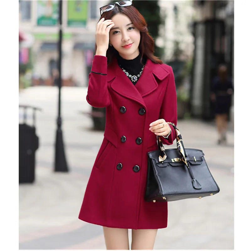 Coat Woman Autumn Winter 2023 Wool Coats for Women Overcoat Double-Breasted Woolen Jackets for Women Outerwear M-3XL 124