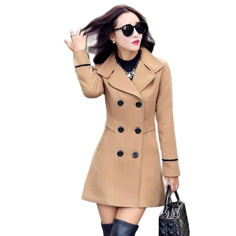 Coat Woman Autumn Winter 2023 Wool Coats for Women Overcoat Double-Breasted Woolen Jackets for Women Outerwear M-3XL 124