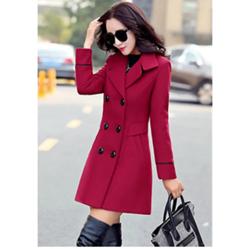 Coat Woman Autumn Winter 2023 Wool Coats for Women Overcoat Double-Breasted Woolen Jackets for Women Outerwear M-3XL 124