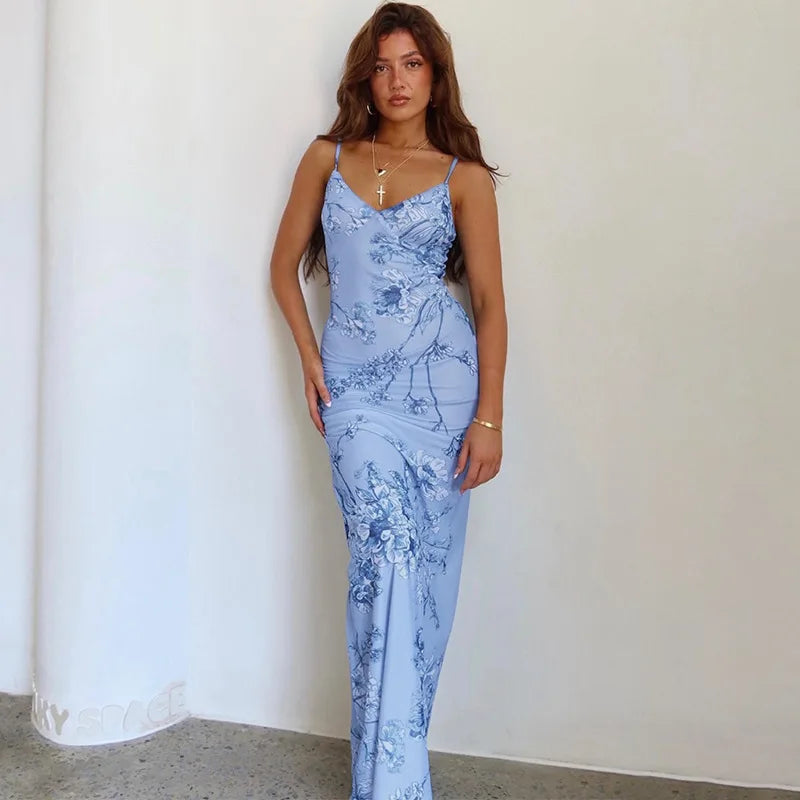 Maxi Jurk met Bloemenprint en Spaghettibandjes