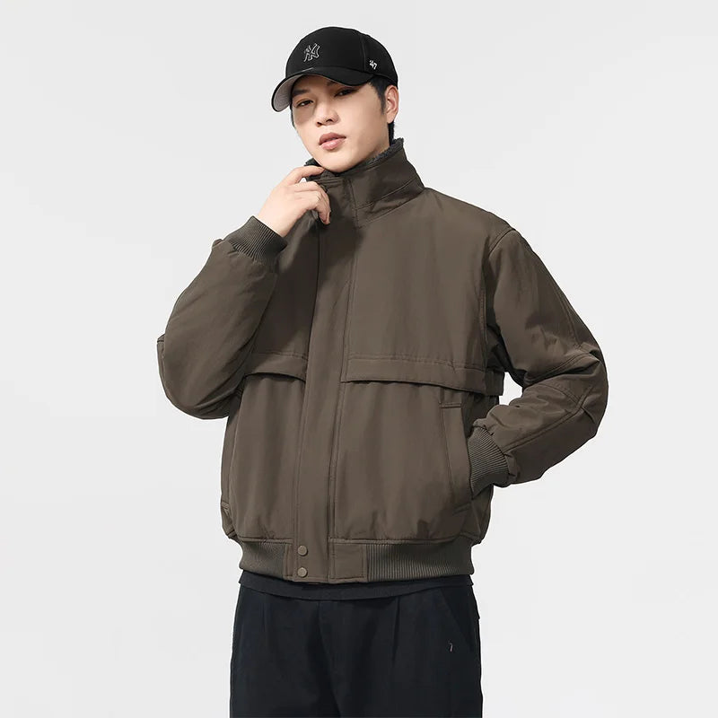 Winter Wool Liner Thick Windproof Cargo Jacket Men Streetwear Fashion Loose Casual Warm Bomber Jacket Cityboy Coat Outerwear