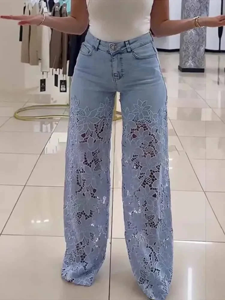 Lace Hollow-Out Jeans voor Dames