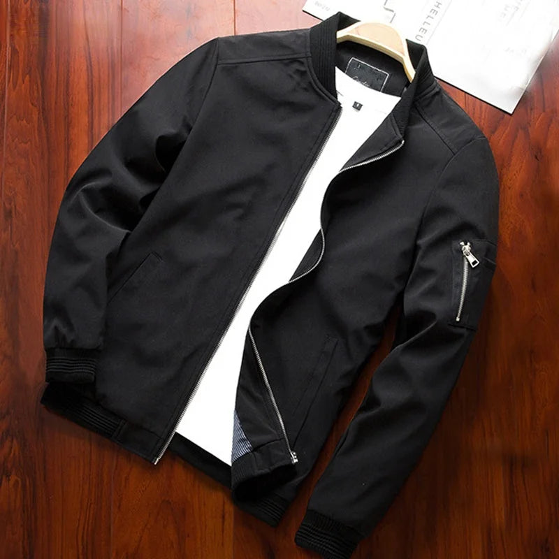 Men Bomber Jacket Thin Slim Long Sleeve Baseball Jackets Mens Windbreaker Zipper Windbreaker Jacket Male Outwear Brand Clothing