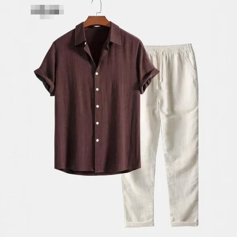 Fashionable Casual Versatile Men'S Stand Collar Cotton Linen Suit Classic Trendy Slimming Smooths Your Silhouette