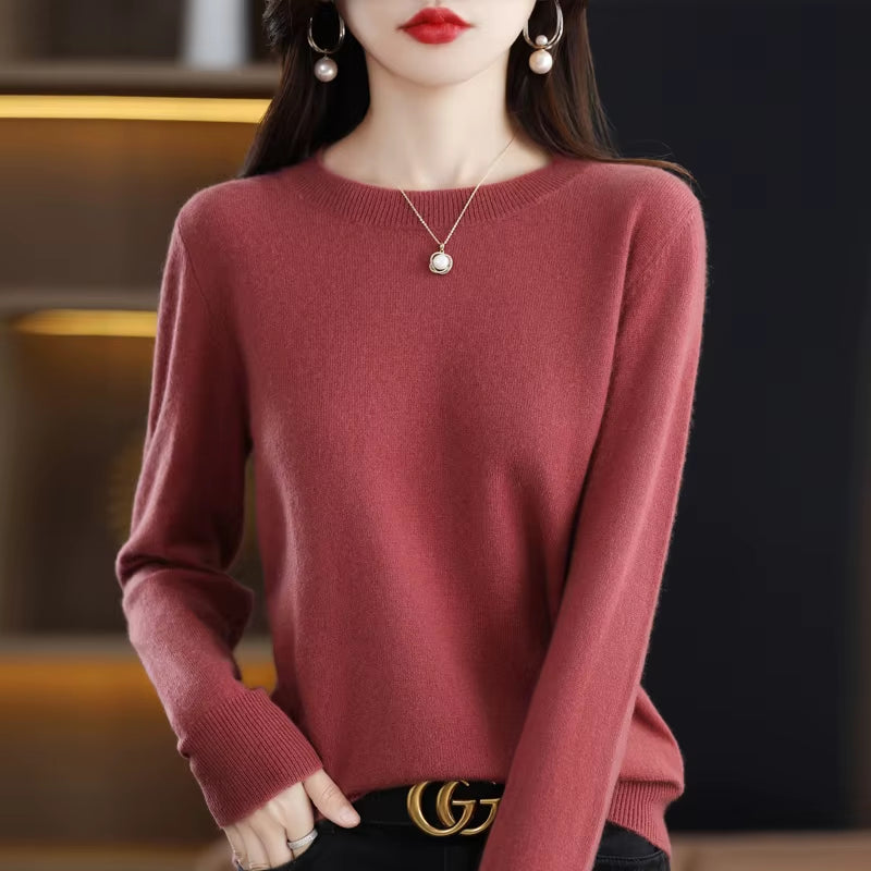 100% Wool Cashmere Sweater Women Loose Casual Knitted round Neck Pullover 2022 New High Quality Autumn and Winter Sweater