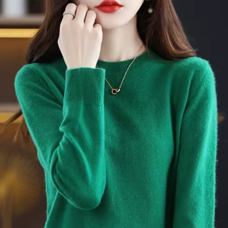 100% Wool Cashmere Sweater Women Loose Casual Knitted round Neck Pullover 2022 New High Quality Autumn and Winter Sweater